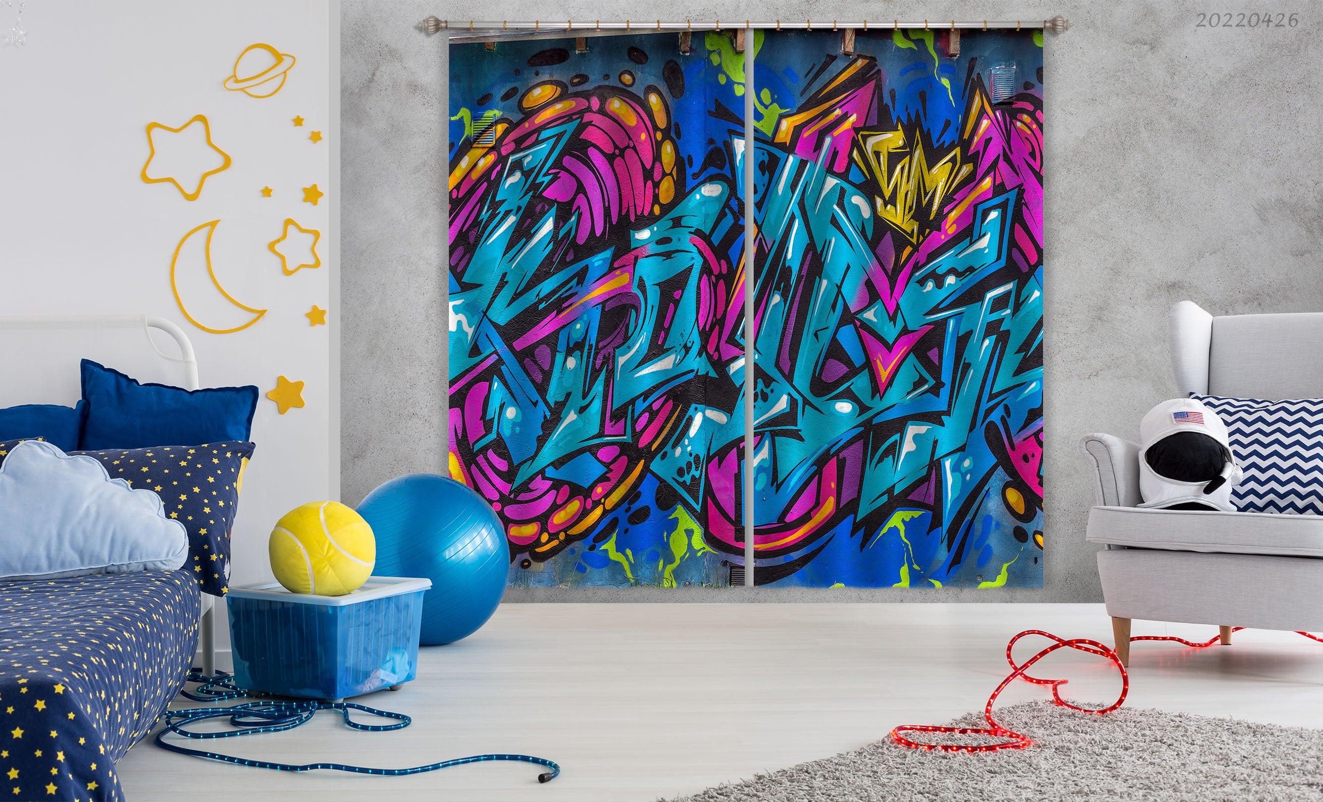 3D Abstract Artistic Graffiti Curtains and Drapes GD 4795- Jess Art Decoration