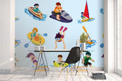 3D cartoon sea games wall mural wallpaper 65- Jess Art Decoration