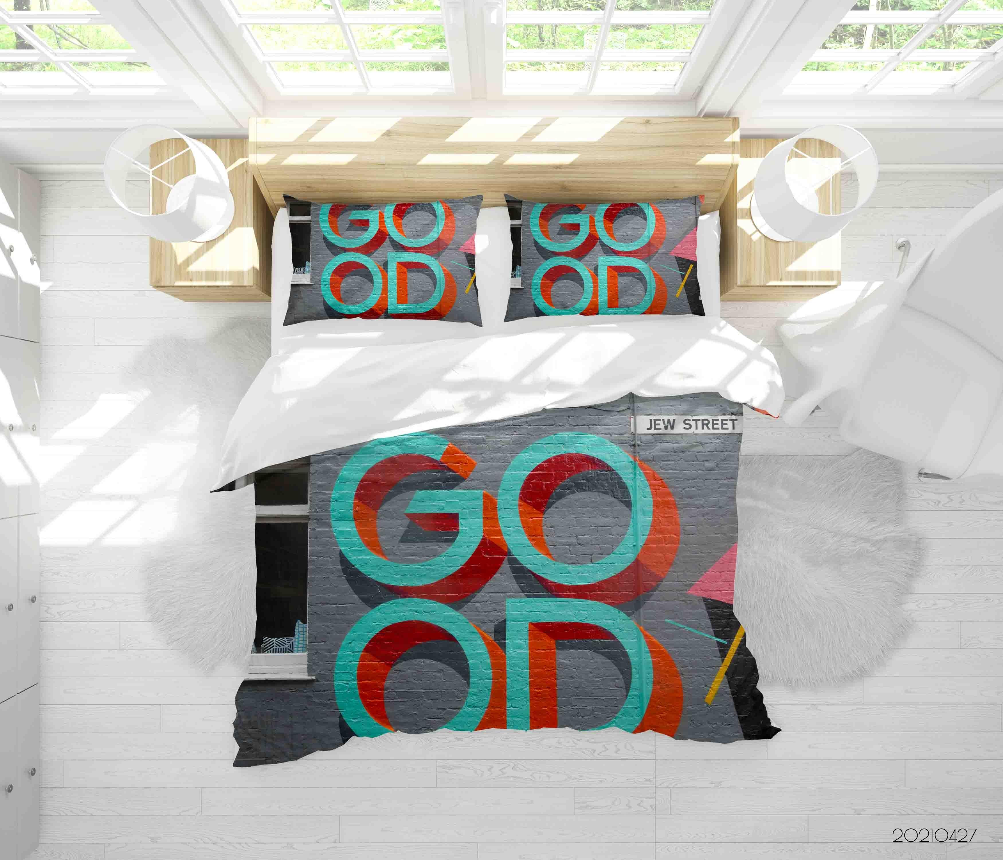 3D Abstract Alphabet Graffiti Quilt Cover Set Bedding Set Duvet Cover Pillowcases 82- Jess Art Decoration