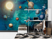 3D Blue Space Planet Orbit Wall Mural Wallpaper GD 2784- Jess Art Decoration