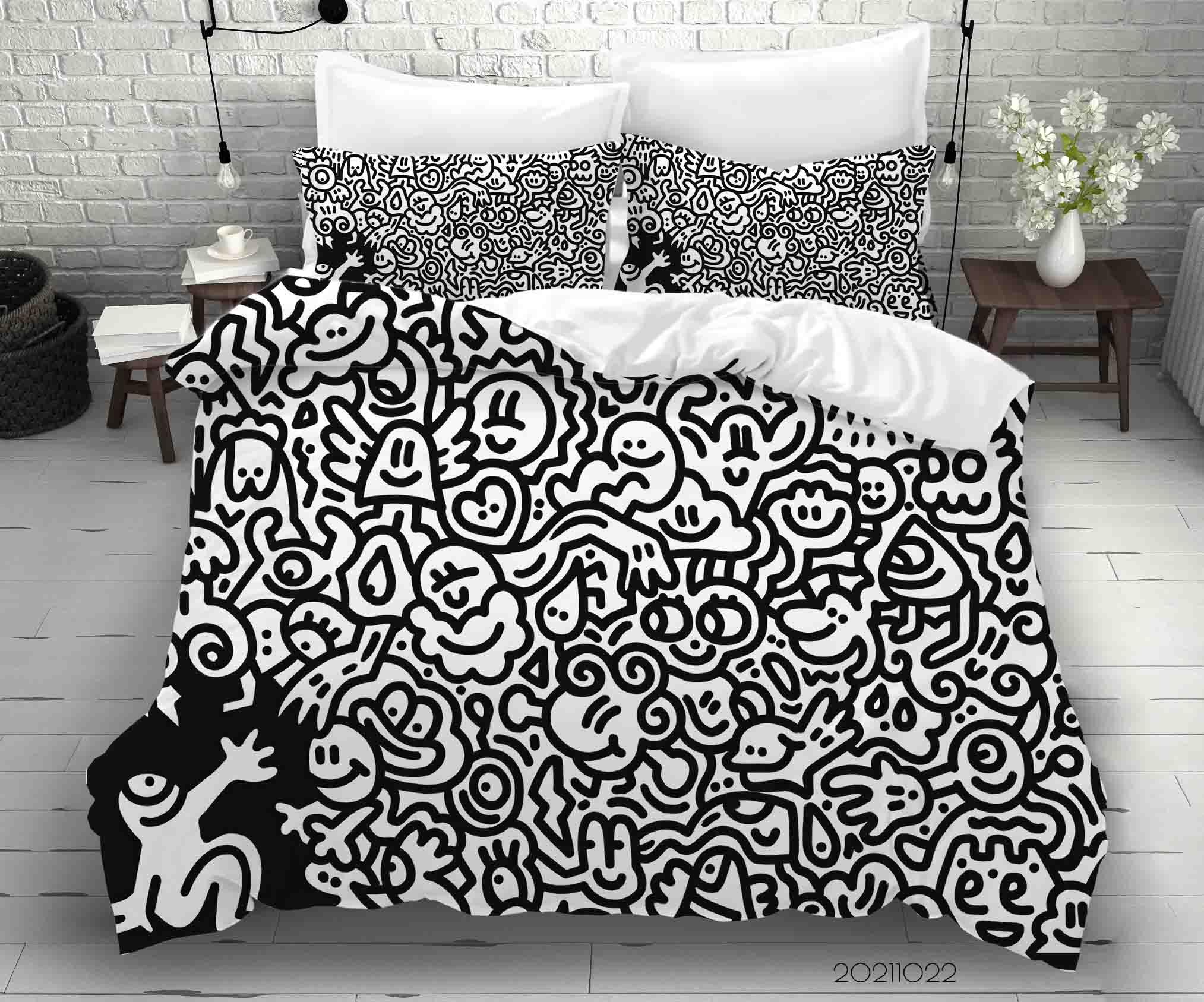 3D Abstract Funny Illustration Graffiti Quilt Cover Set Bedding Set Duvet Cover Pillowcases 52- Jess Art Decoration
