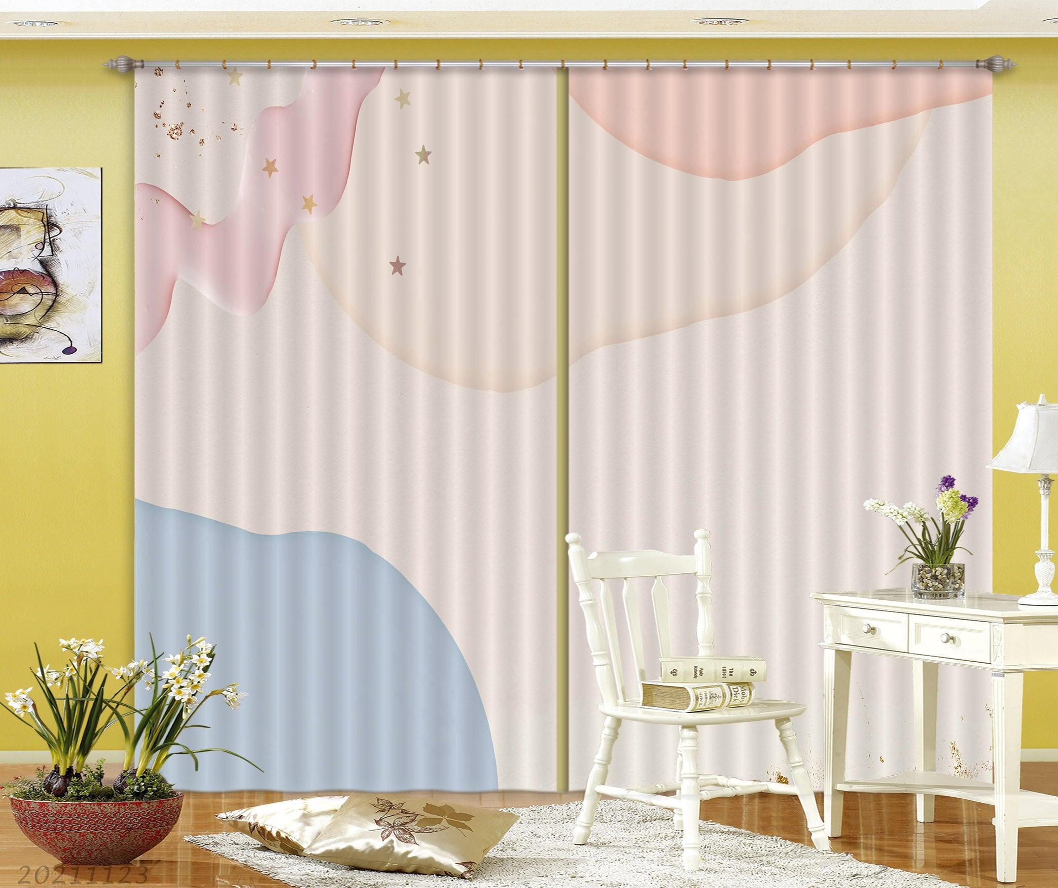 3D Abstract Color Geometry Curtains and Drapes LQH 2- Jess Art Decoration