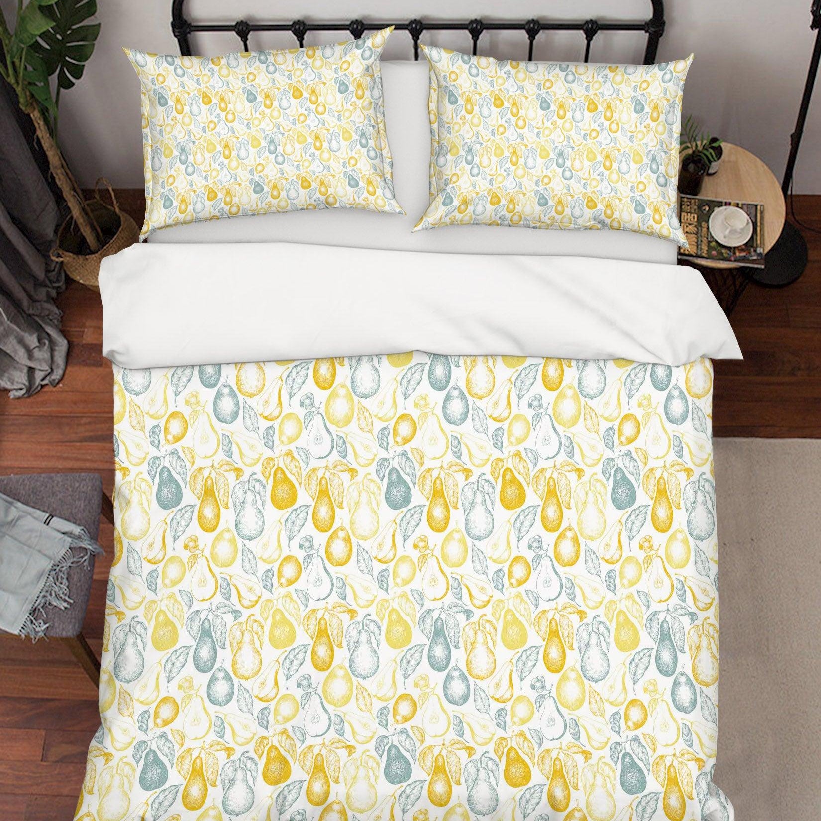 3D Abstract Hand Drawn Leaves Pear Pattern Quilt Cover Set Bedding Set Duvet Cover Pillowcases WJ 6873- Jess Art Decoration