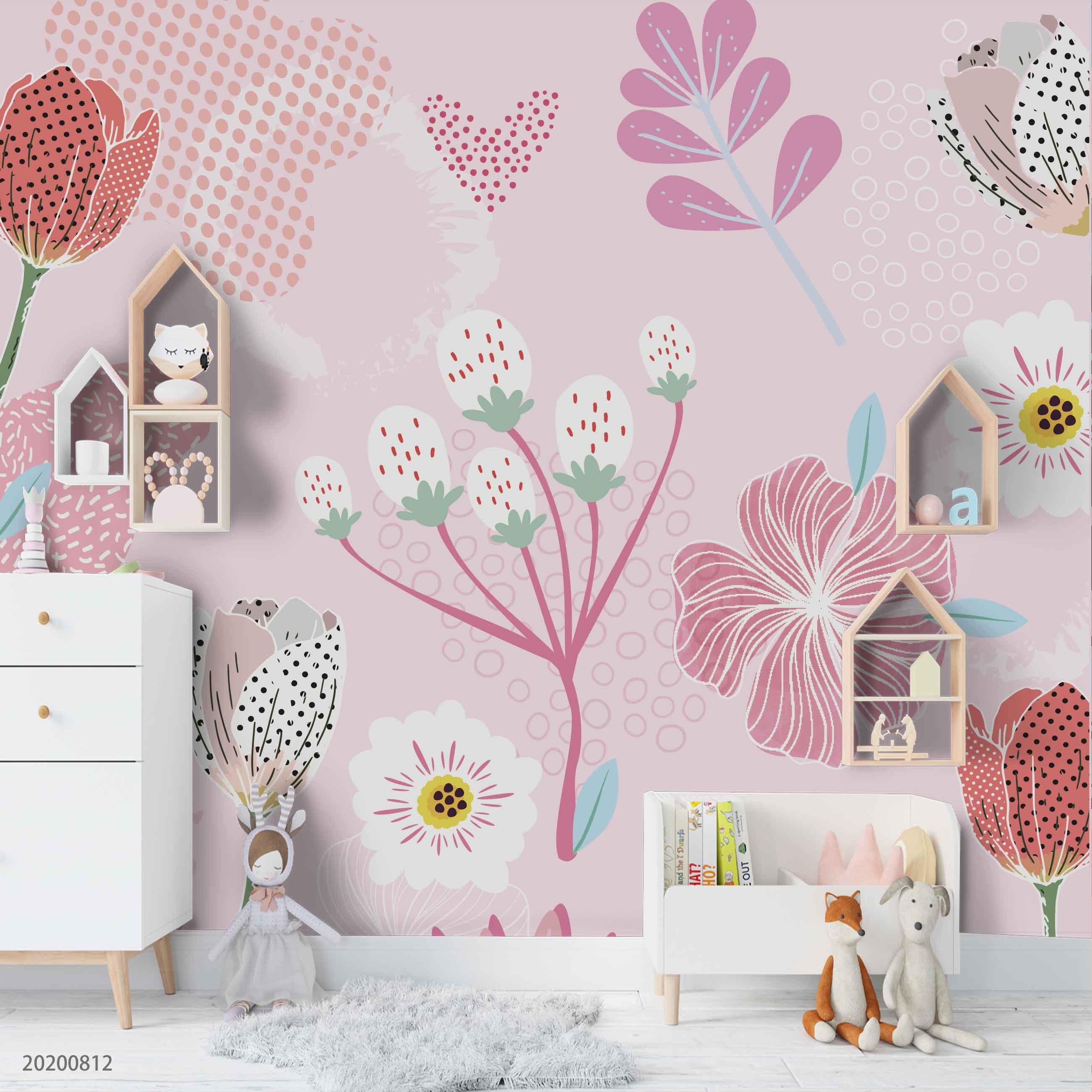3D Hand Sketching Giant Colorful Floral Strawberry Wall Mural Wallpaper LXL 1105- Jess Art Decoration