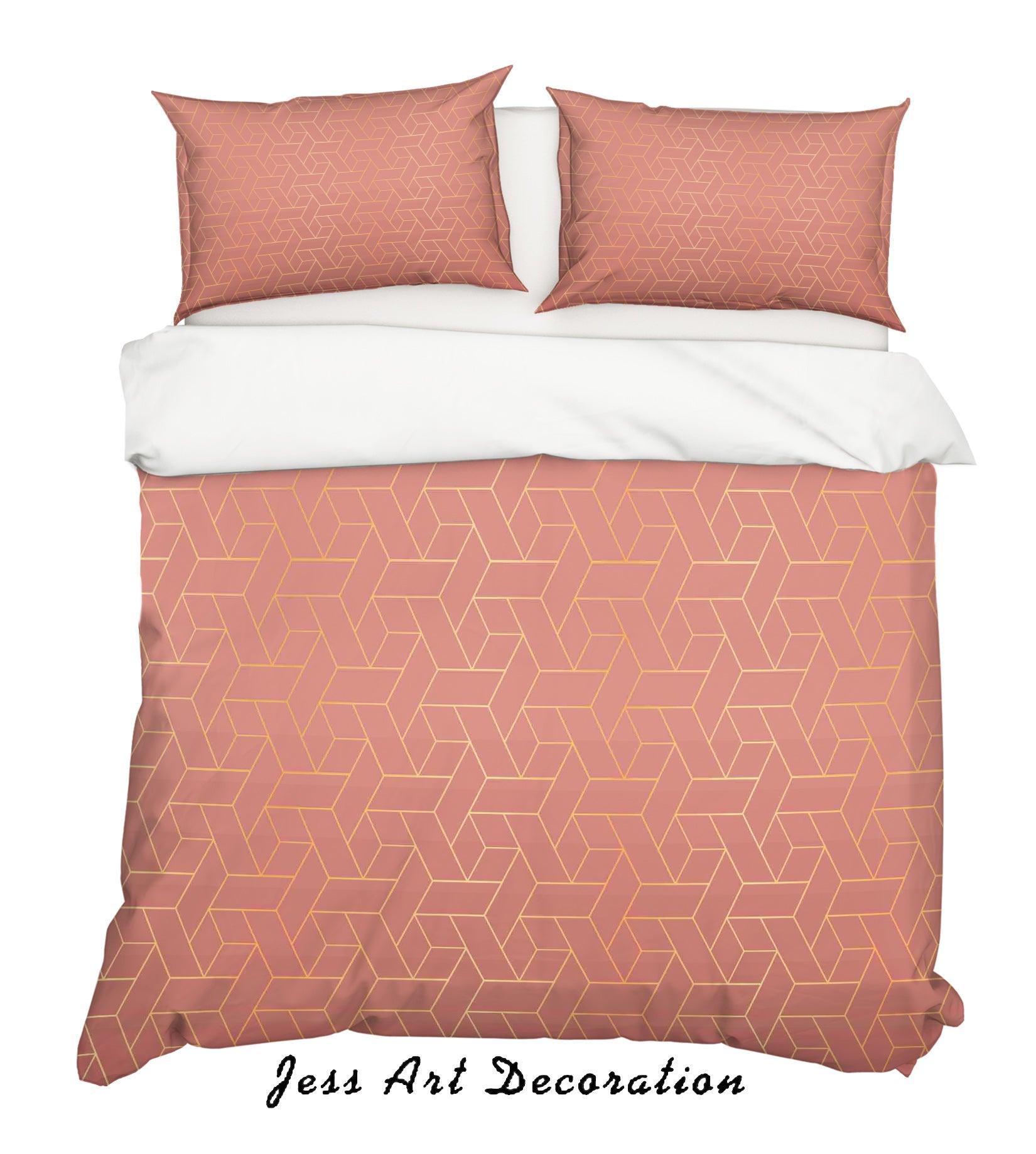 3D Pink Geometry Quilt Cover Set Bedding Set Pillowcases 123- Jess Art Decoration