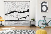 3D Abstract Sun Mountain Lake Ink Curtains and Drapes GD 3636- Jess Art Decoration