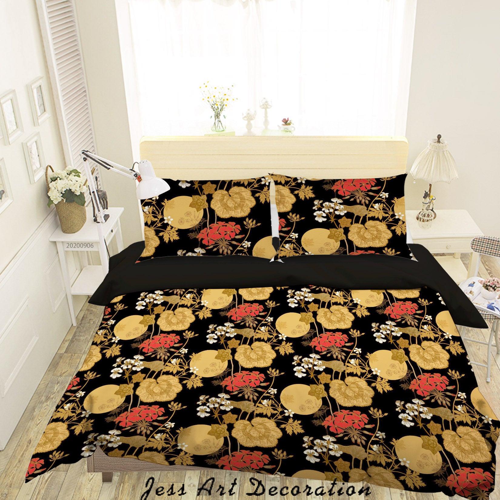 3D Vintage Leaves Floral Pattern Quilt Cover Set Bedding Set Duvet Cover Pillowcases WJ 3633- Jess Art Decoration