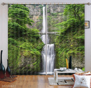 3D Landscape Mountain Waterfall Bridge Green Plant Curtains and Drapes GD 4300- Jess Art Decoration
