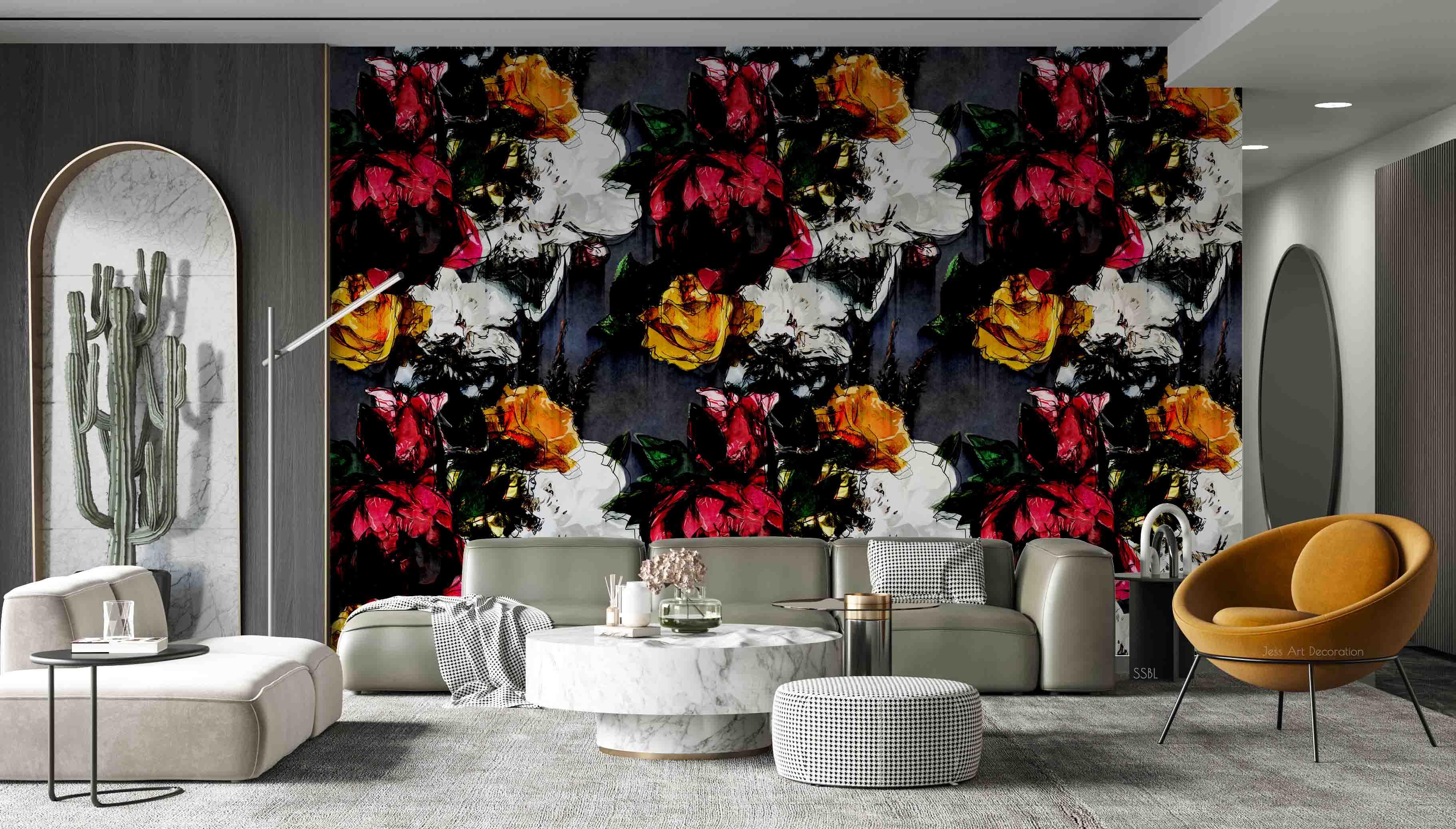3D Abstract Vintage Colorful Flowers Oil Painting Pattern Wall Mural Wallpaper GD 3636- Jess Art Decoration