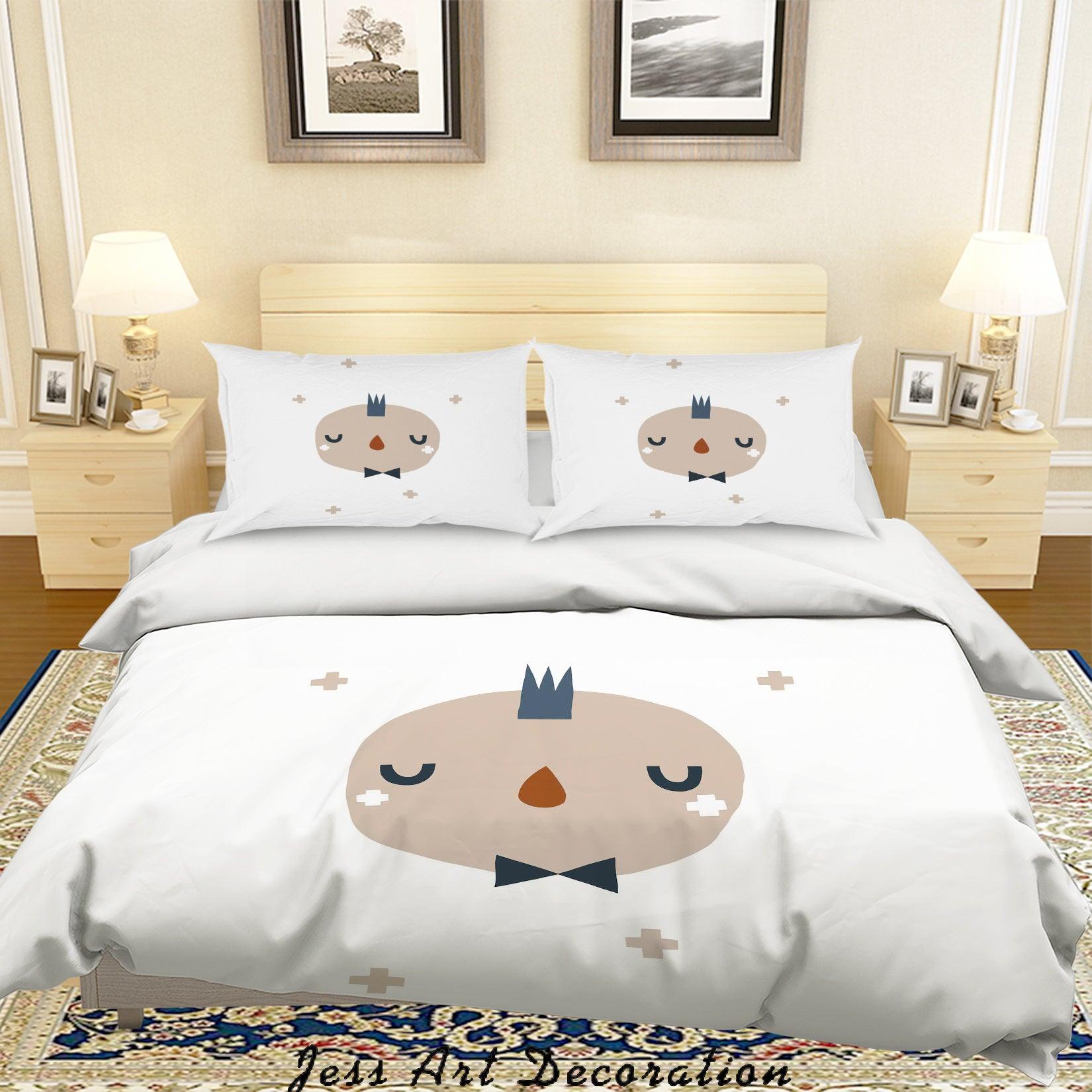 3D White Cartoon Kid Quilt Cover Set Bedding Set Duvet Cover Pillowcases SF70- Jess Art Decoration