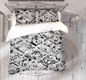 3D Abstract City Building Graffiti Quilt Cover Set Bedding Set Duvet Cover Pillowcases 14- Jess Art Decoration