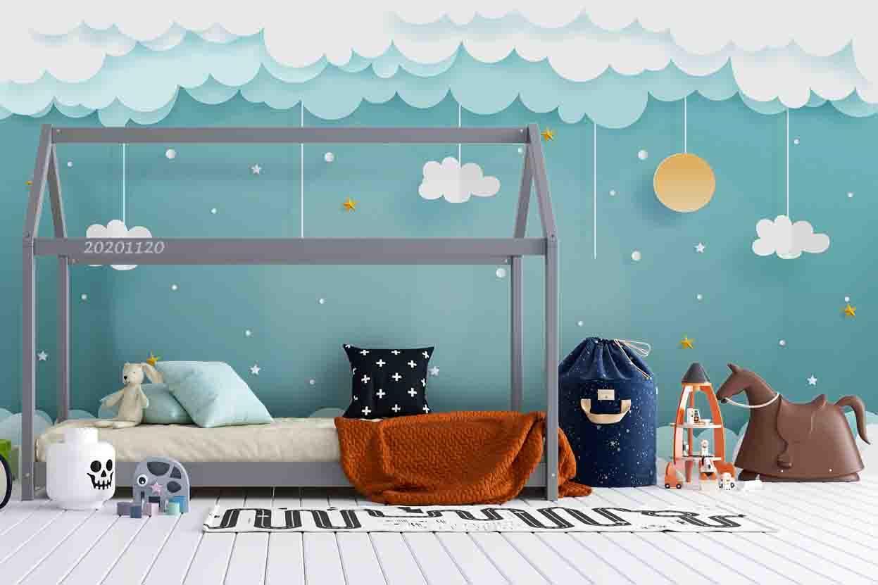 3D Cartoon Cloud Pattern Wall Mural Wallpaper LQH 285- Jess Art Decoration