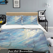3D Blue Sky Clouds Quilt Cover Set Bedding Set Pillowcases 47- Jess Art Decoration