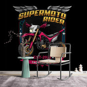 3D Vintage Supermoto Rider Logo Drawing Wall Mural Wallpaper GD 3195- Jess Art Decoration