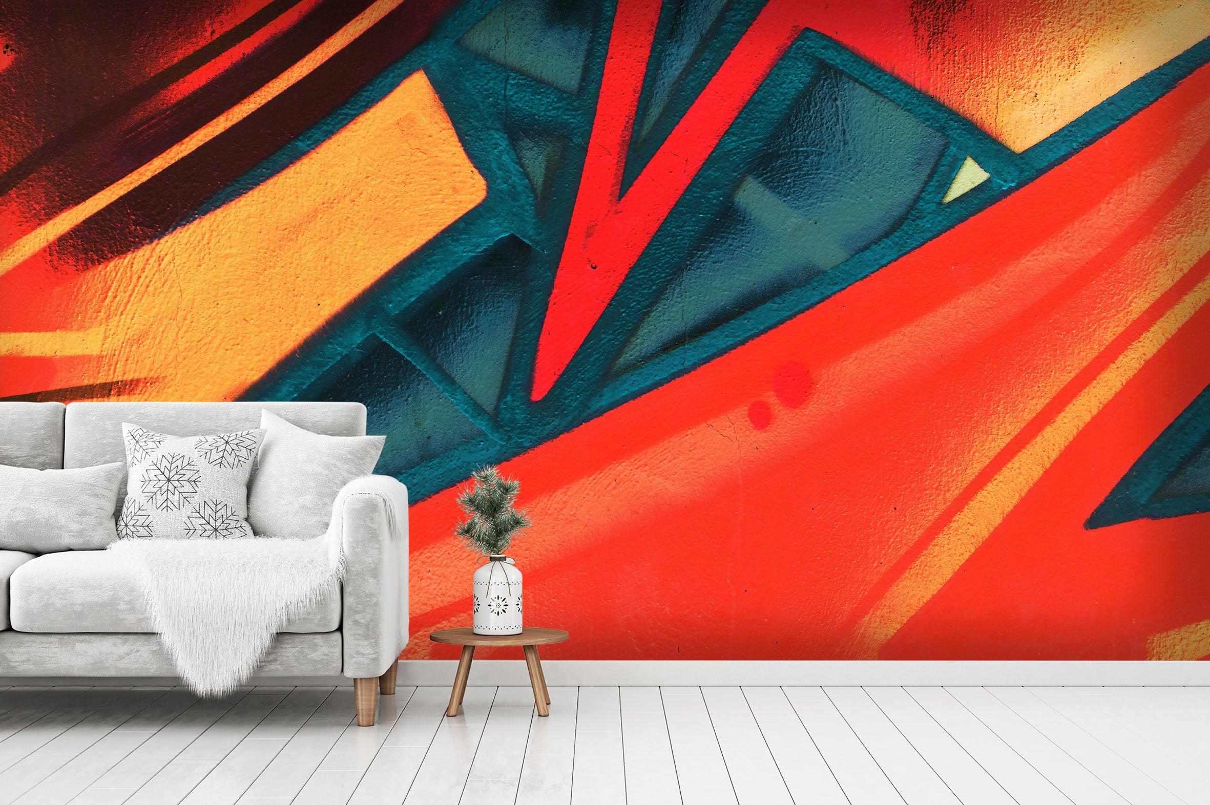 3D Abstract Red Geometry Graffiti Wall Mural Wallpaper 47- Jess Art Decoration