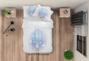 3D White Rabbit Hot Air Balloon Quilt Cover Set Bedding Set Duvet Cover Pillowcases SF51- Jess Art Decoration