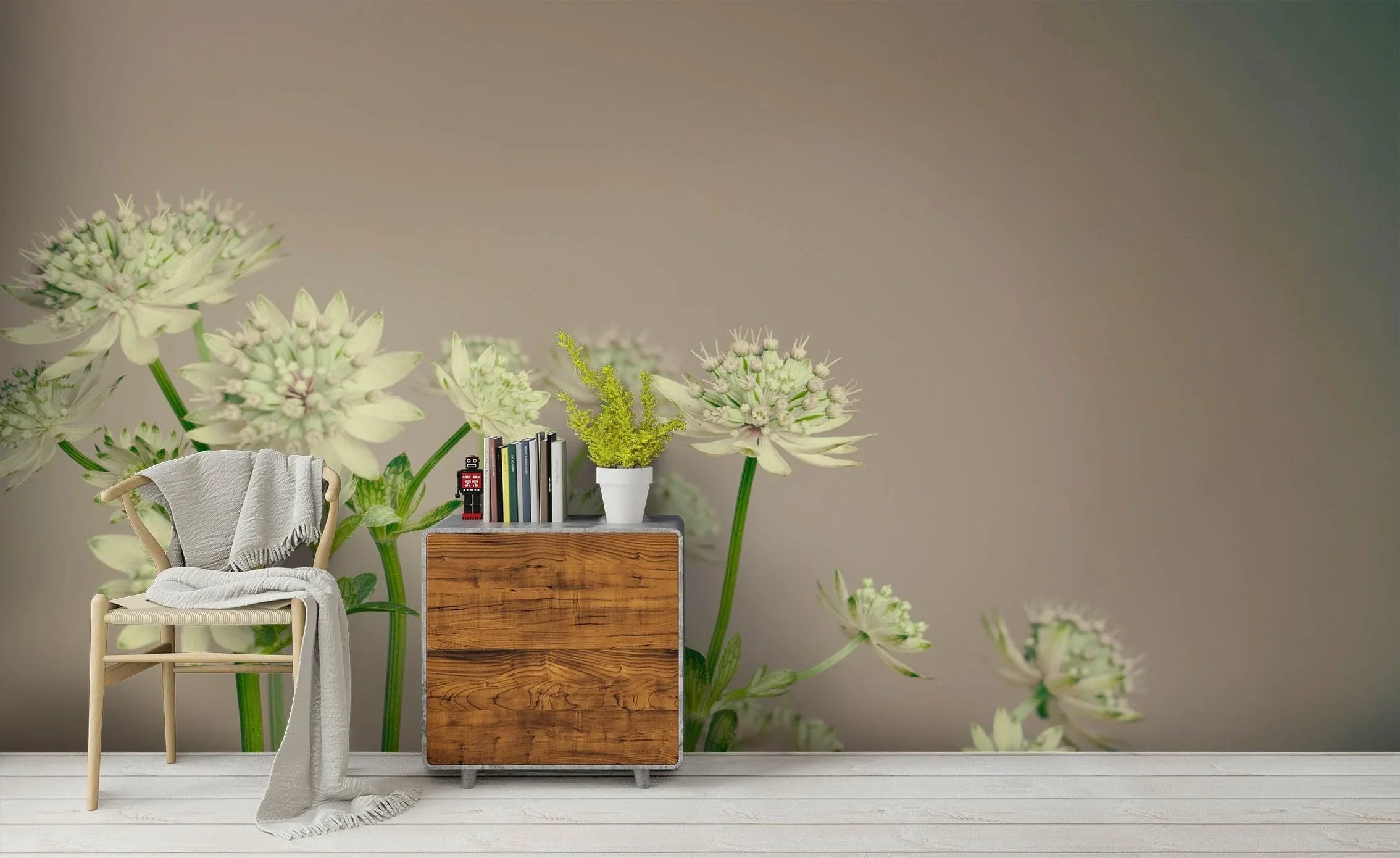 3D Green Flowers Wall Mural Wallpaper SF86- Jess Art Decoration
