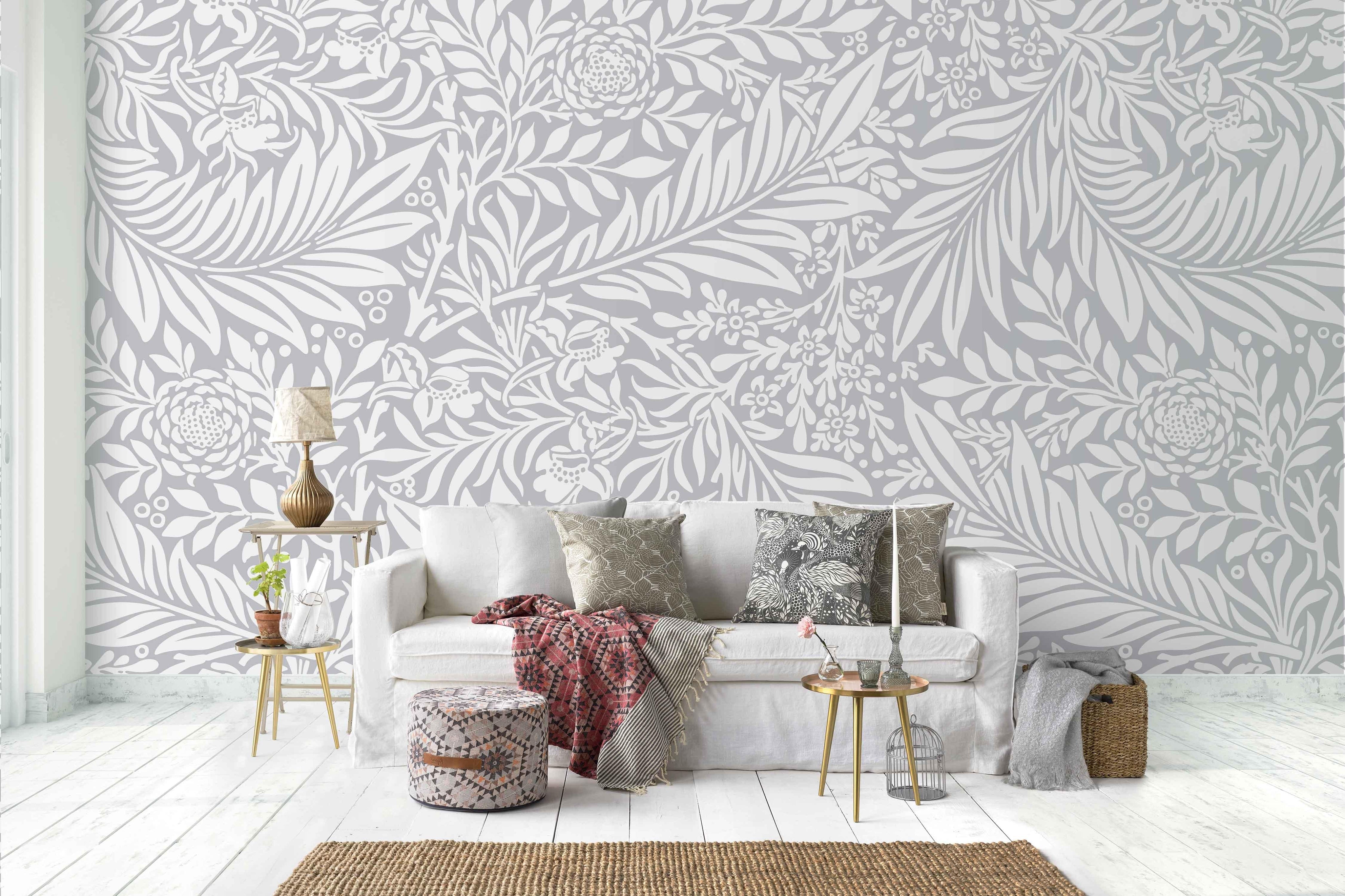 3D Grey Leaves Pattern Wall Mural Wallpaper 25- Jess Art Decoration