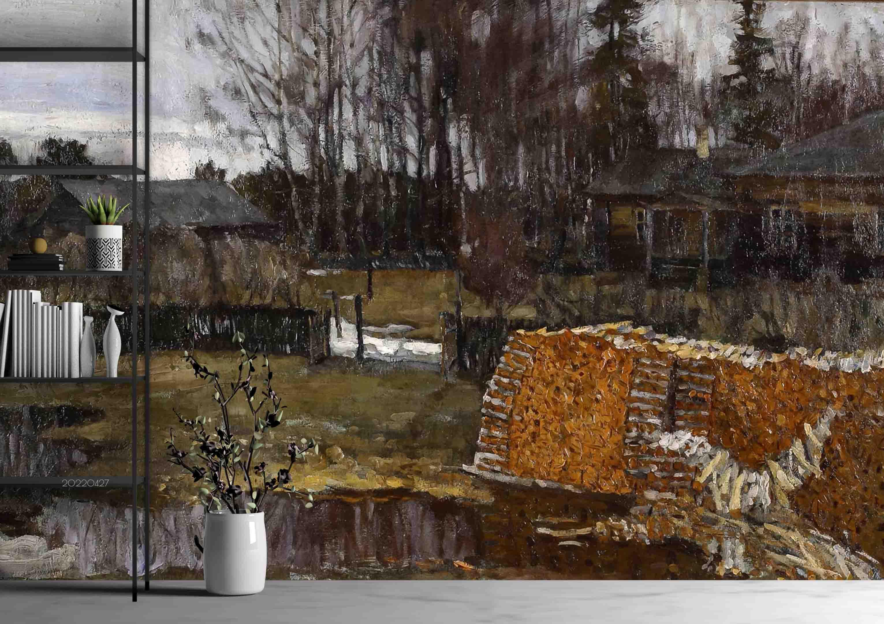 3D Country House Oil Painting Wall Mural Wallpaper GD 4514- Jess Art Decoration