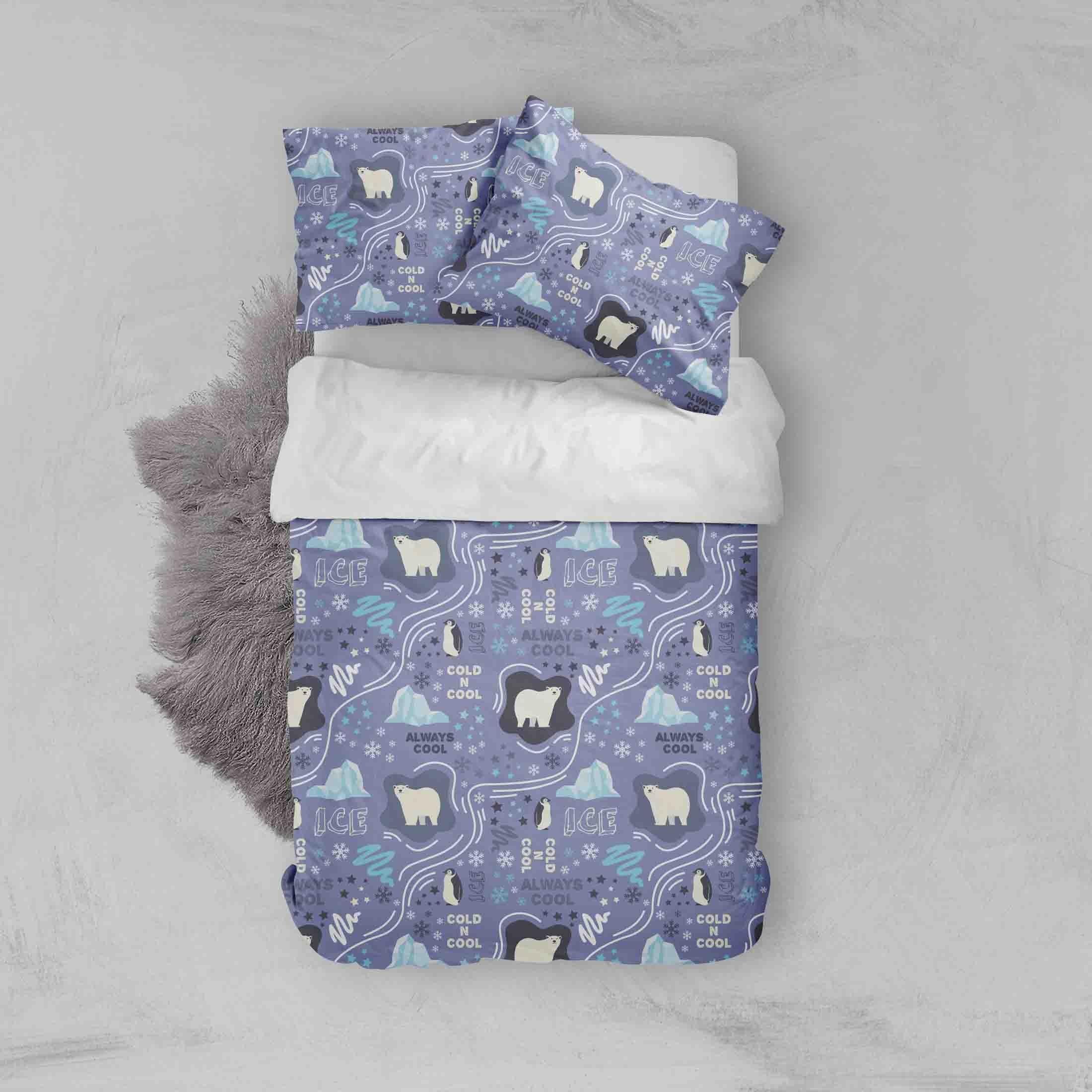 3D Purple Polar Bear Penguin Quilt Cover Set Bedding Set Pillowcases 32- Jess Art Decoration