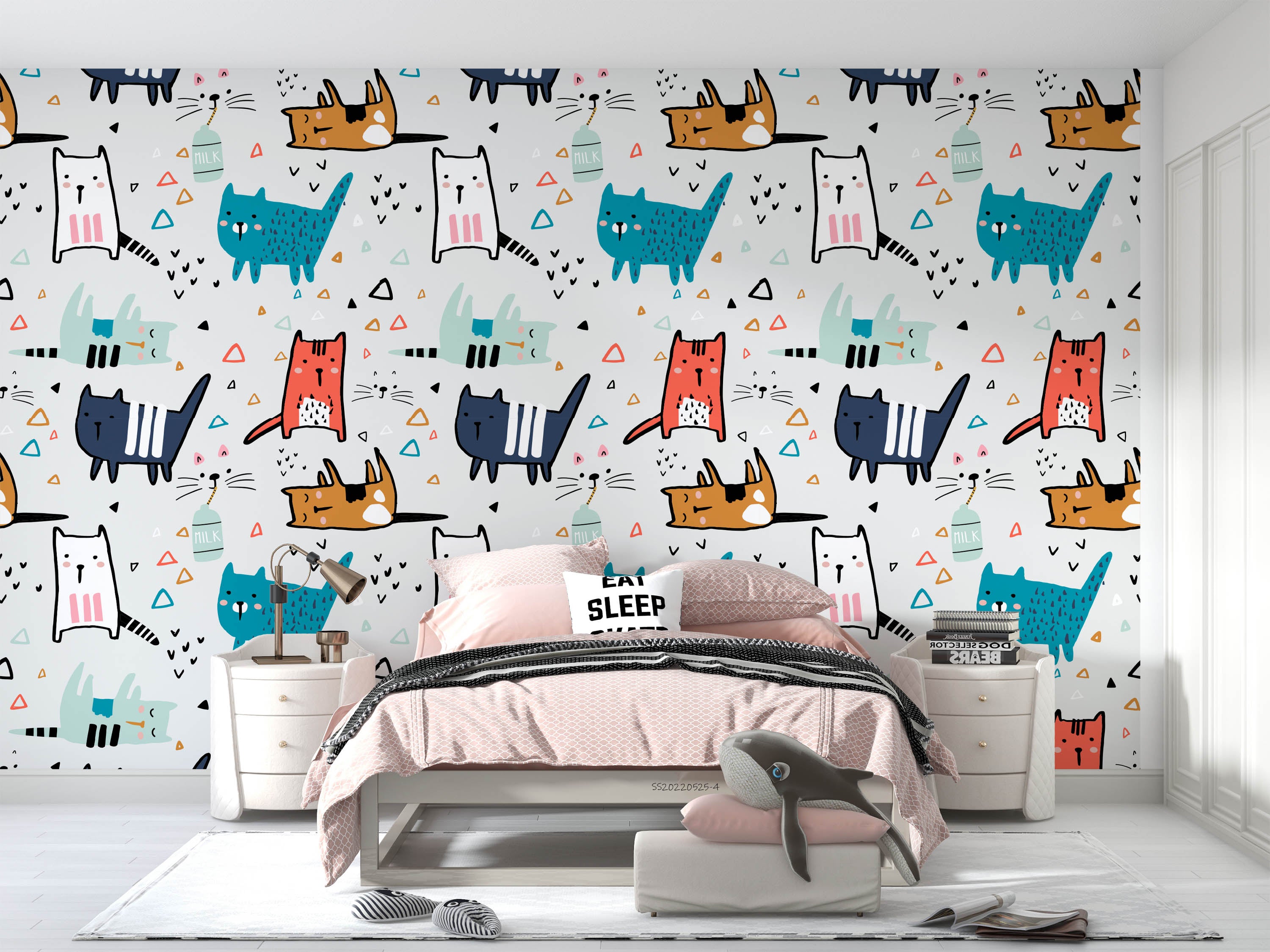 3D Cartoon Cute Cat Set Wall Mural Wallpaper GD 626- Jess Art Decoration