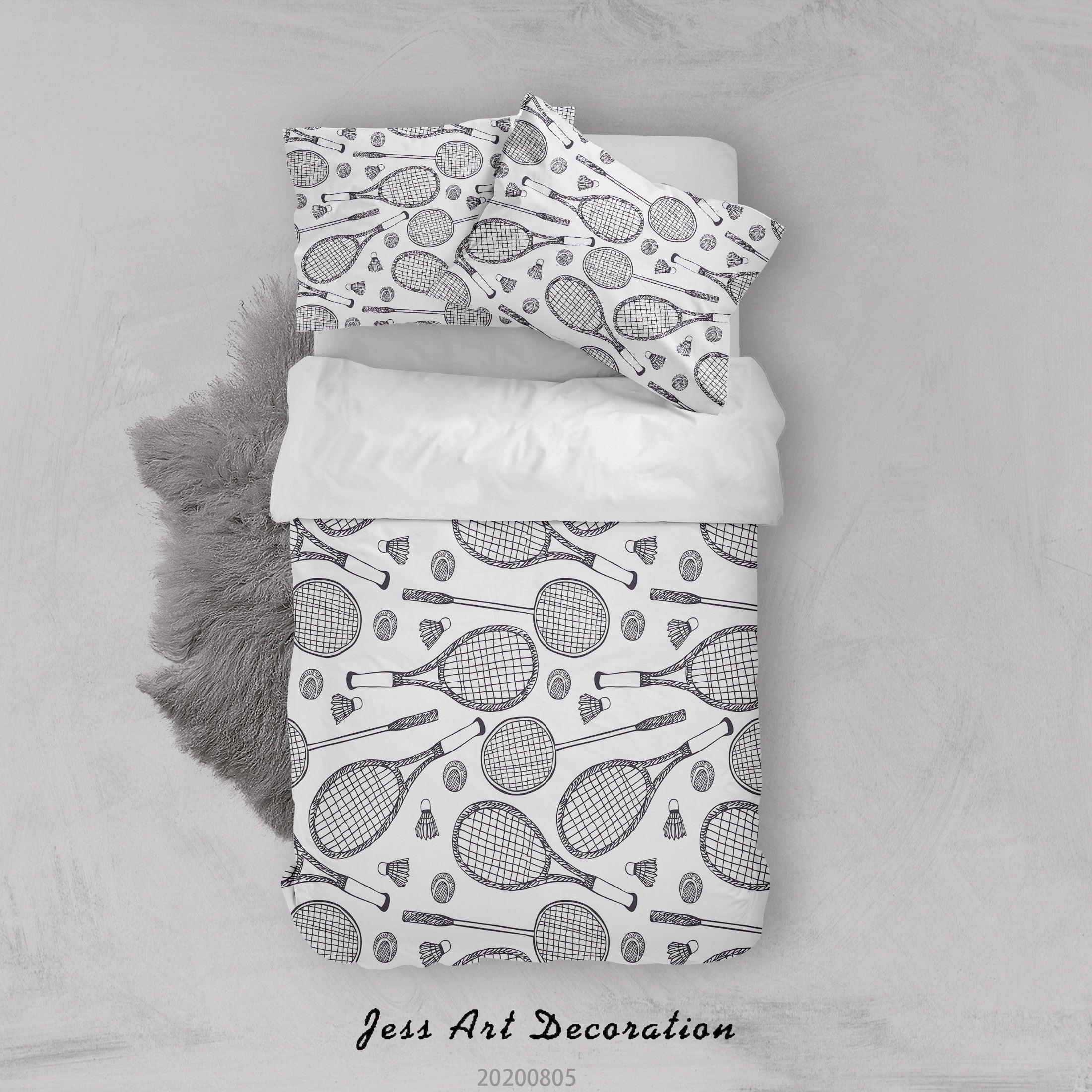 3D Badminton Racket Quilt Cover Set Bedding Set Duvet Cover Pillowcases LXL 295- Jess Art Decoration