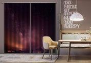 3D Mountain Starry Landscape Purple Curtains and Drapes LLL 110- Jess Art Decoration