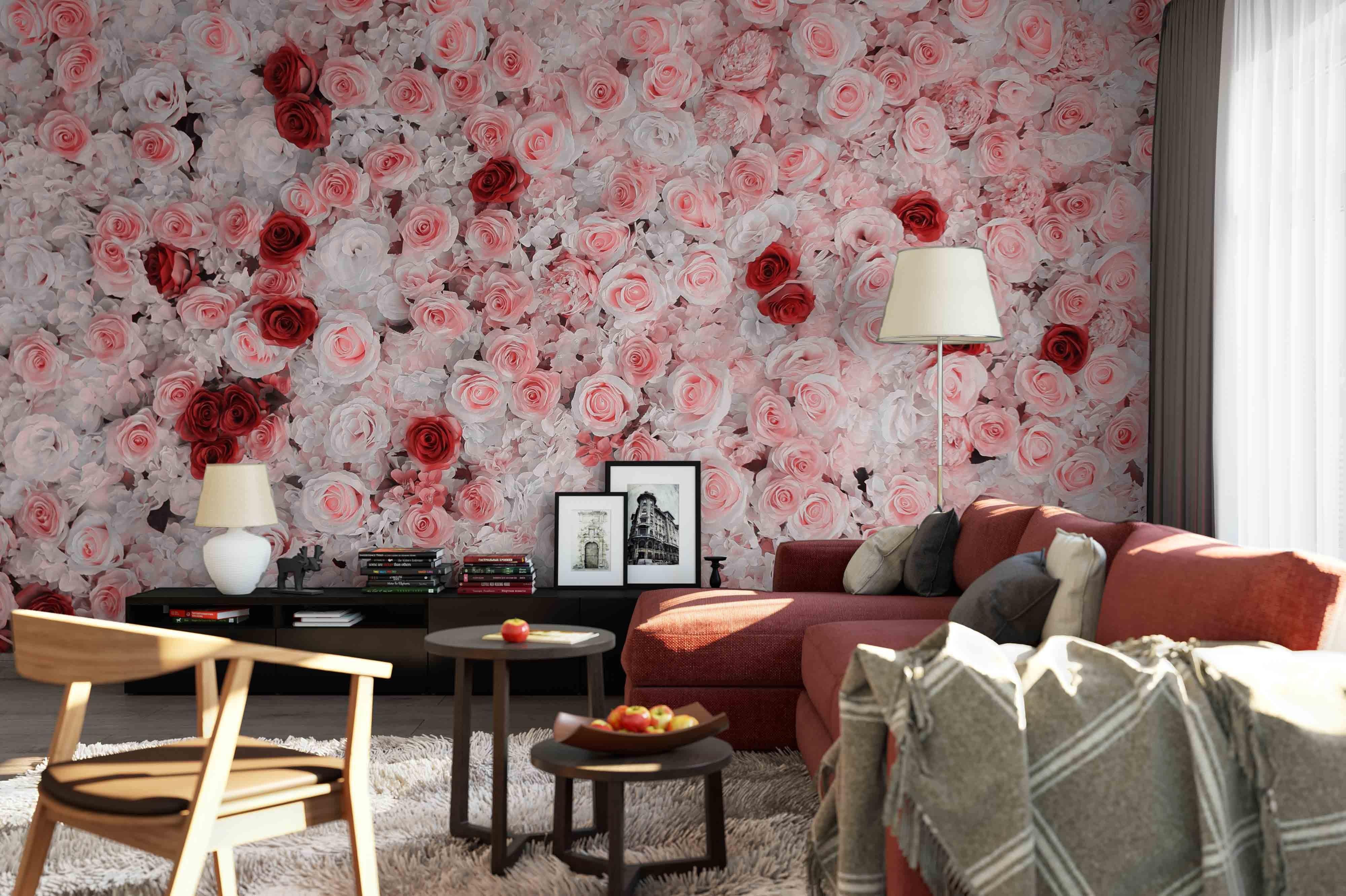 3D pink rose wall mural wallpaper 15- Jess Art Decoration