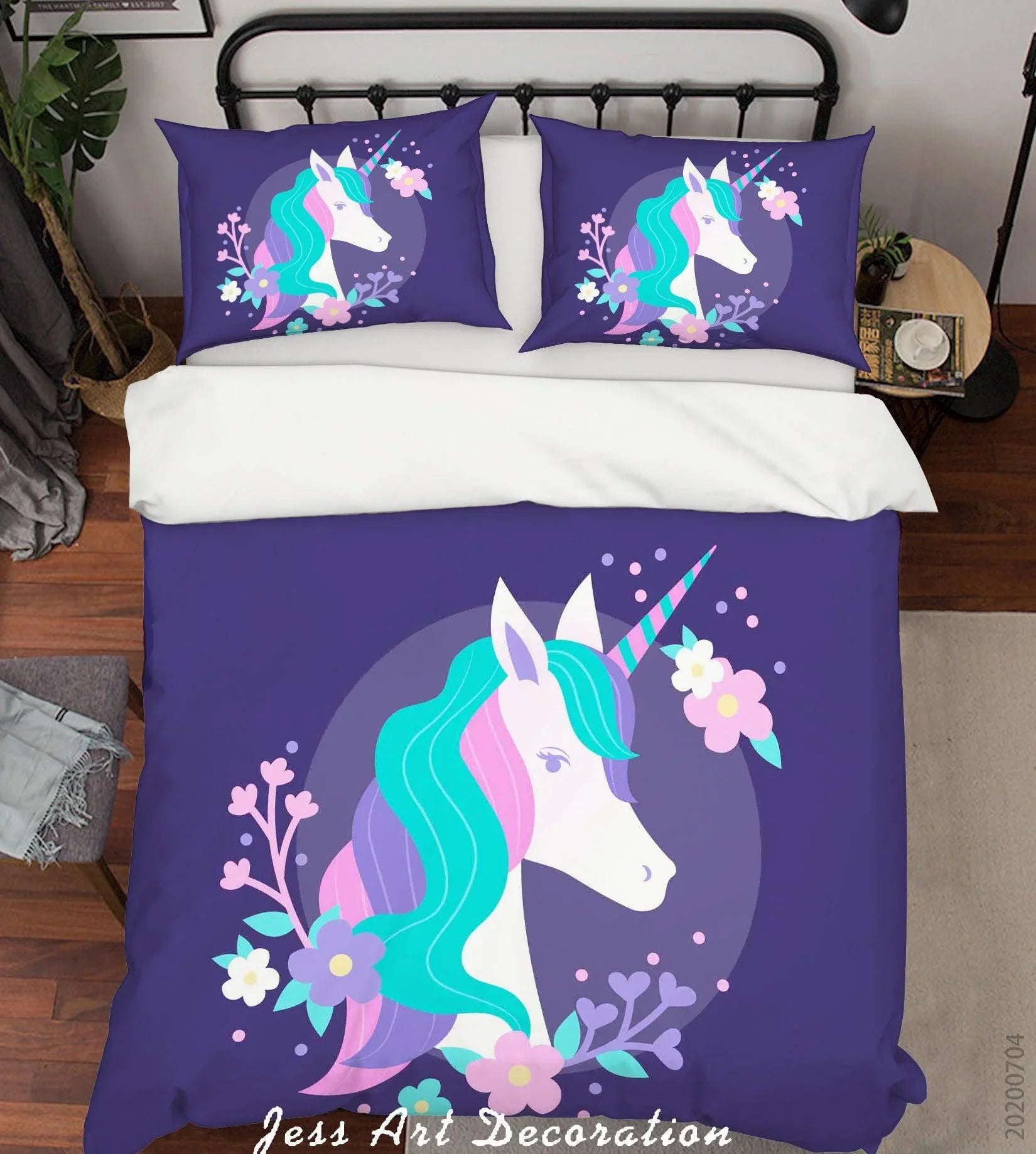 3D Floral Unicorn Quilt Cover Set Bedding Set Duvet Cover Pillowcases SF265- Jess Art Decoration
