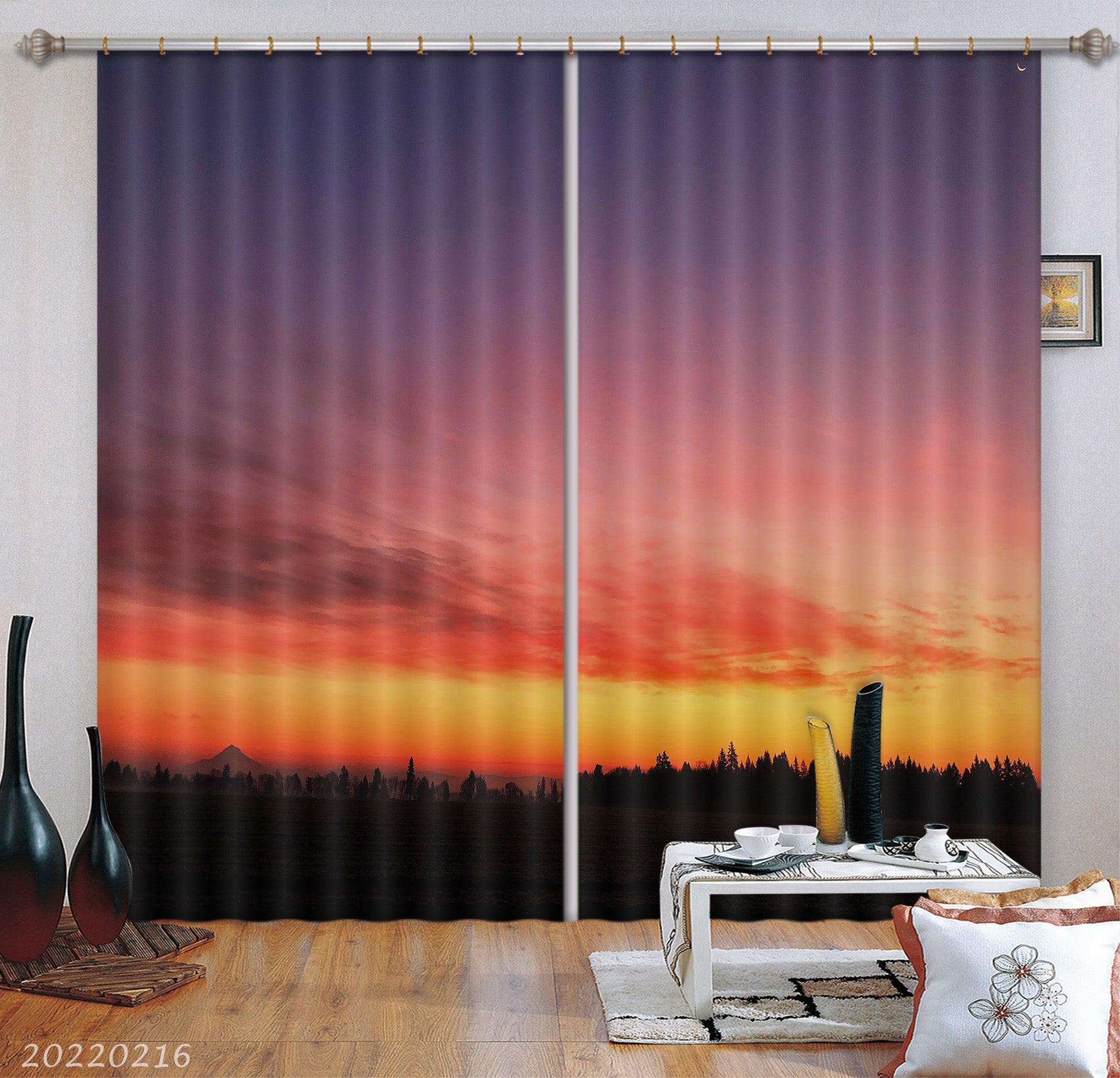 3D Woods Red Sky Cloud Scenery Curtains and Drapes GD 2061- Jess Art Decoration