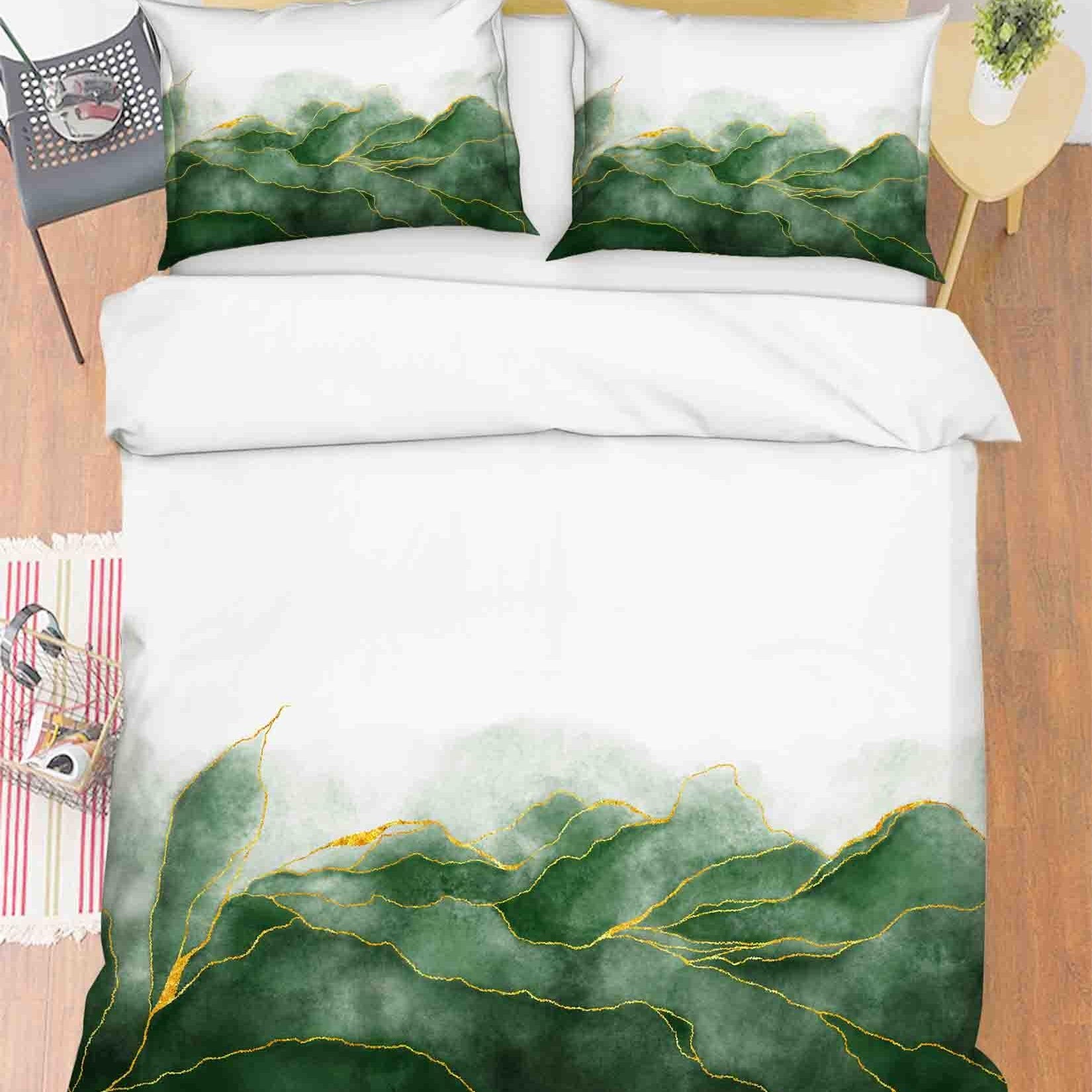 3D Abstract Green Marble Texture Quilt Cover Set Bedding Set Duvet Cover Pillowcases 61- Jess Art Decoration
