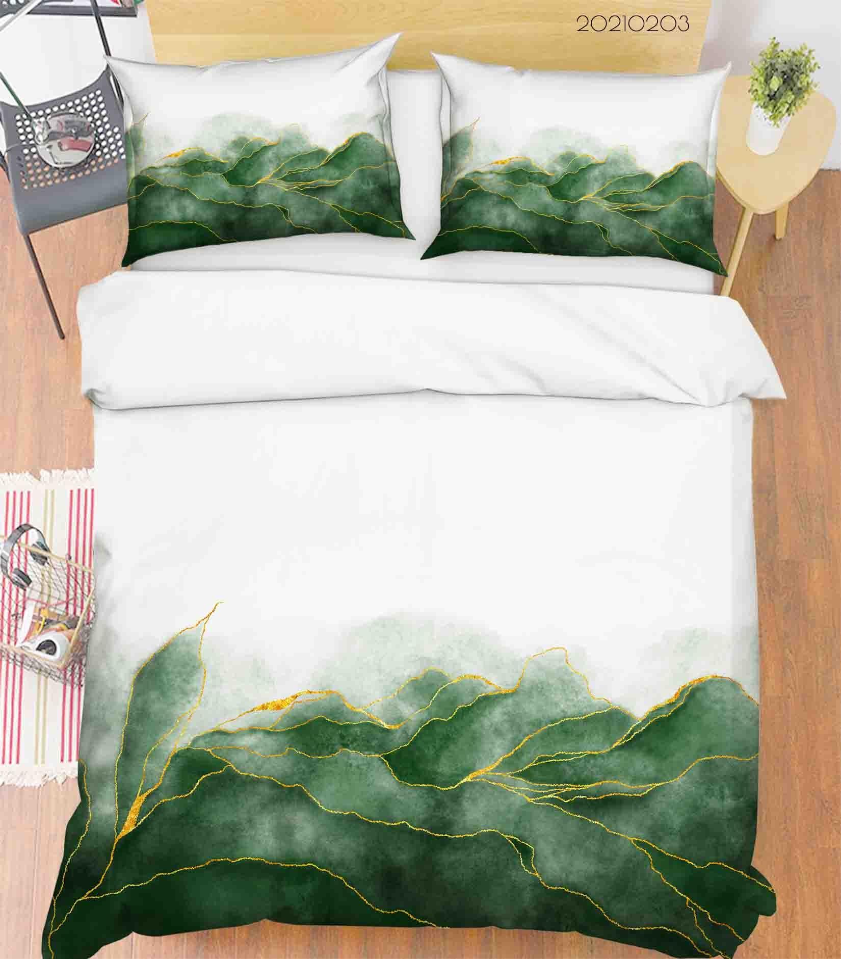 3D Abstract Green Marble Texture Quilt Cover Set Bedding Set Duvet Cover Pillowcases 61- Jess Art Decoration
