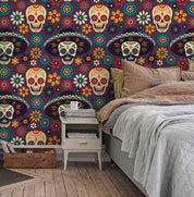 3D Floral Skull Straw Hat Wall Mural Wallpaper 41- Jess Art Decoration