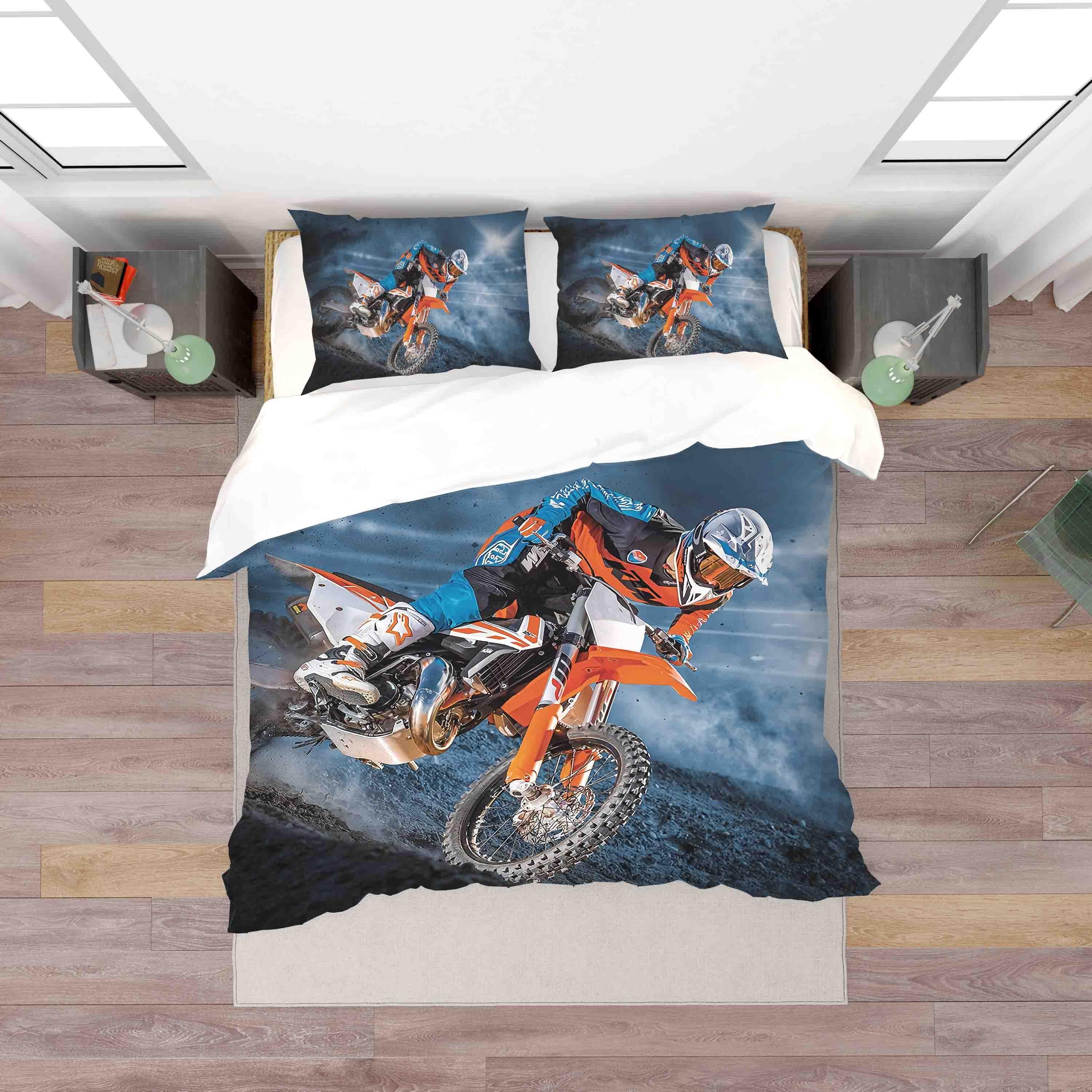 3D Off-road Motorcycle Quilt Cover Set Bedding Set Duvet Cover Pillowcases JN 1195- Jess Art Decoration