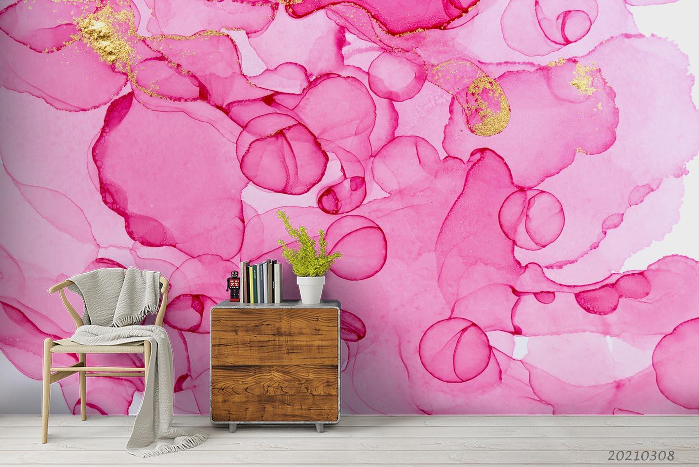 3D Abstract Pink Marble Texture Wall Mural Wallpaper LQH 18- Jess Art Decoration