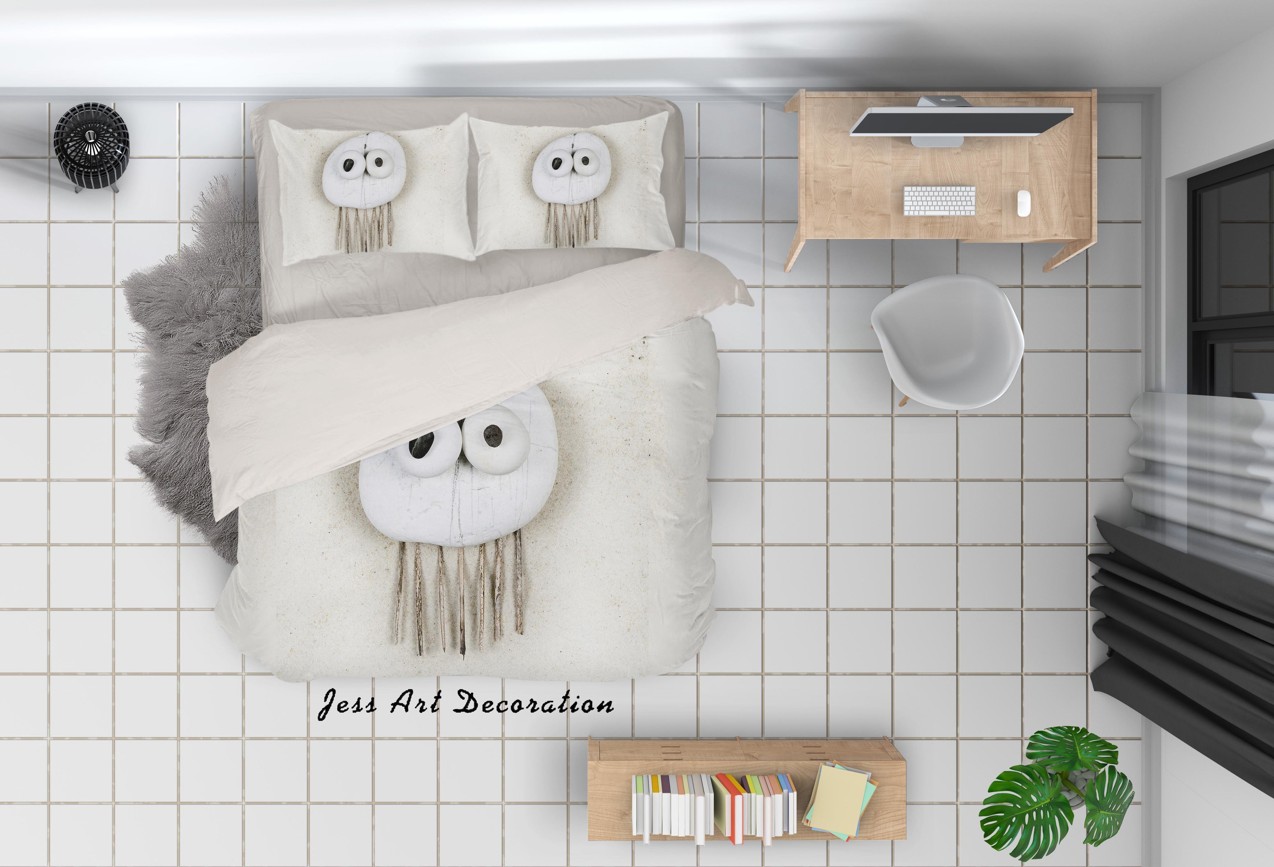 3D White Octopus Quilt Cover Set Bedding Set Pillowcases 32- Jess Art Decoration