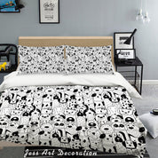 3D Black White Dog  Quilt Cover Set Bedding Set Pillowcases 68- Jess Art Decoration