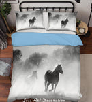 3D Black White Horse Quilt Cover Set Bedding Set Pillowcases 62- Jess Art Decoration