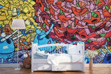 3D Abstract Colorful Robot Graffiti Wall Mural Wallpaper 198- Jess Art Decoration