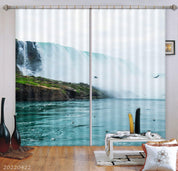 3D Landscape Mountain Waterfall River Bird Curtains and Drapes GD 4318- Jess Art Decoration