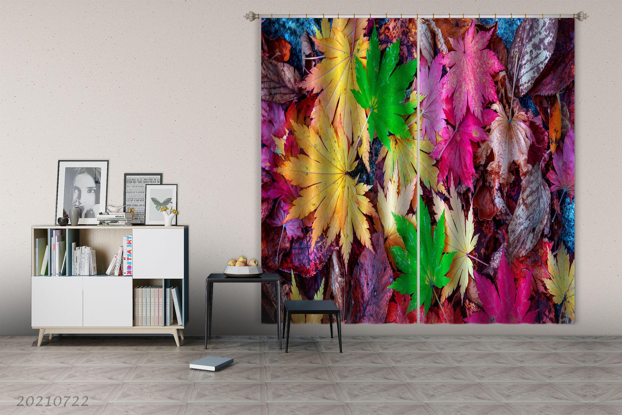 3D Autumn Color Maple Leaf Curtains and Drapes LQH 249- Jess Art Decoration
