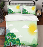 3D Cartoon Green Plant Sun Quilt Cover Set Bedding Set Pillowcases 14- Jess Art Decoration