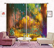 3D Fantasy Forest Colorful Botanical Floral Painting Curtains and Drapes GD 4685- Jess Art Decoration