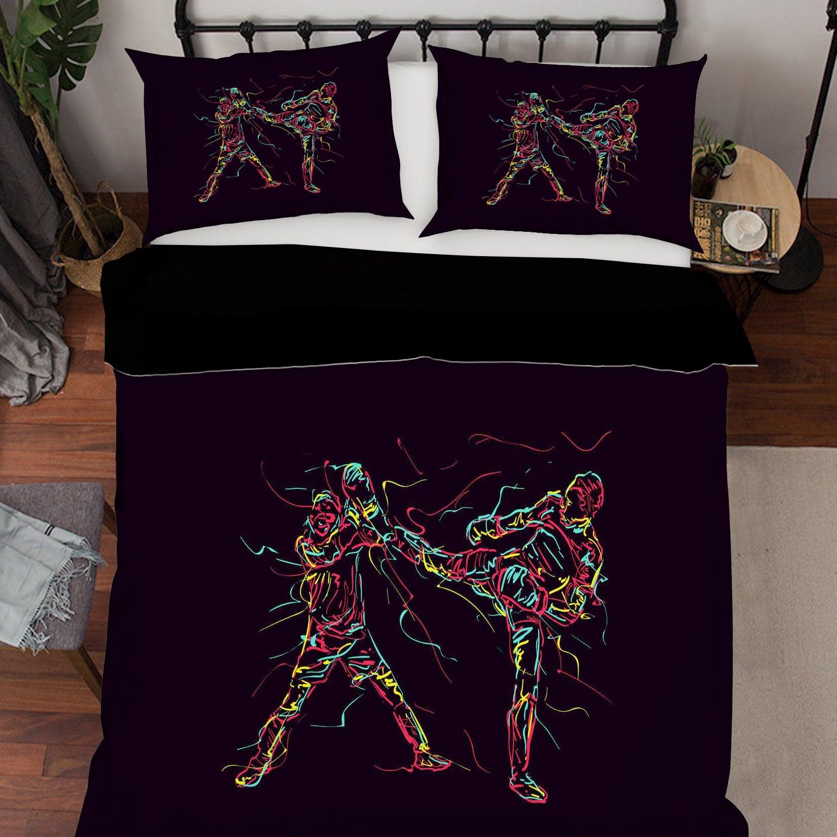 3D Black Boxing Quilt Cover Set Bedding Set Pillowcases 31- Jess Art Decoration