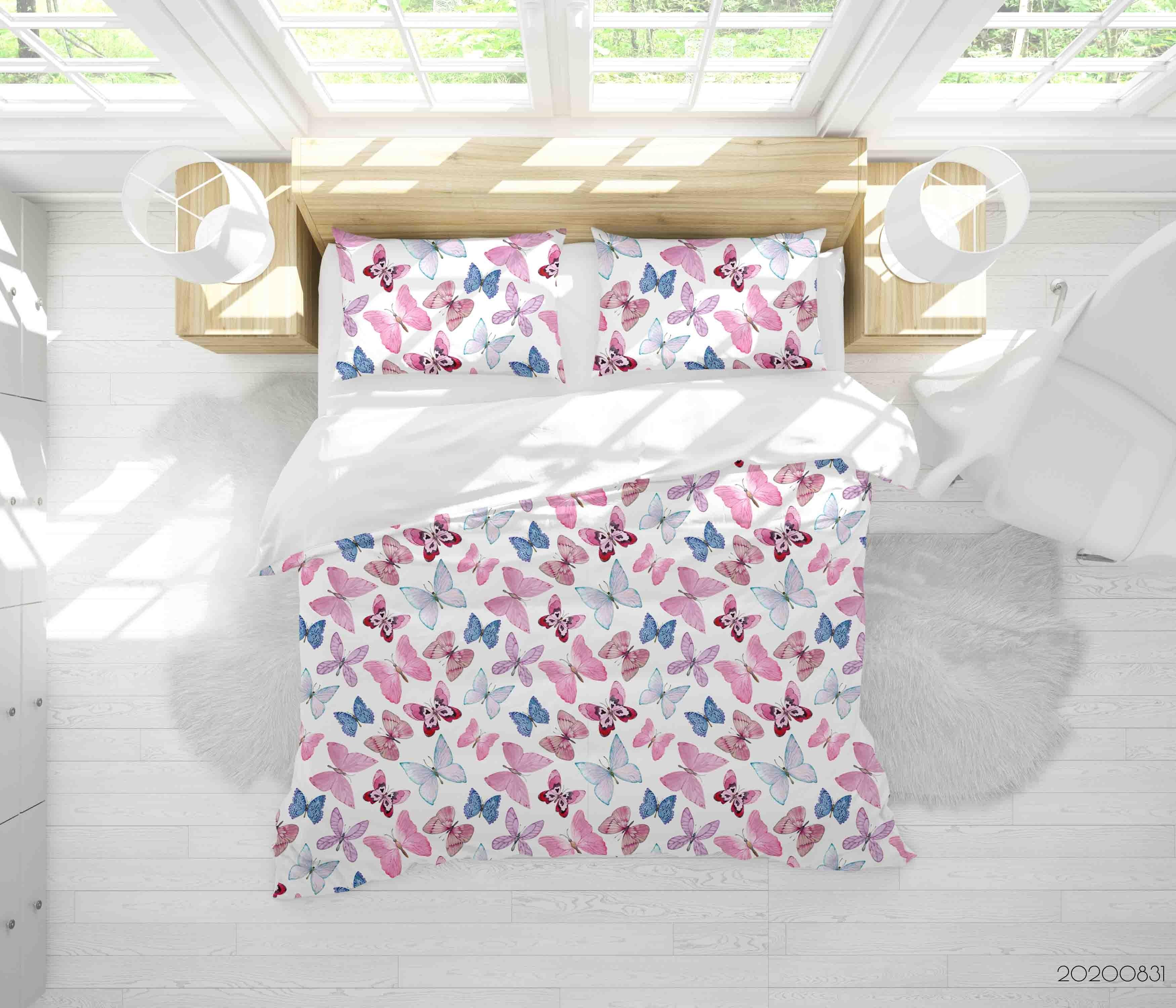3D Watercolor Painting Butterfly Pattern Quilt Cover Set Bedding Set Duvet Cover Pillowcases WJ 3497- Jess Art Decoration