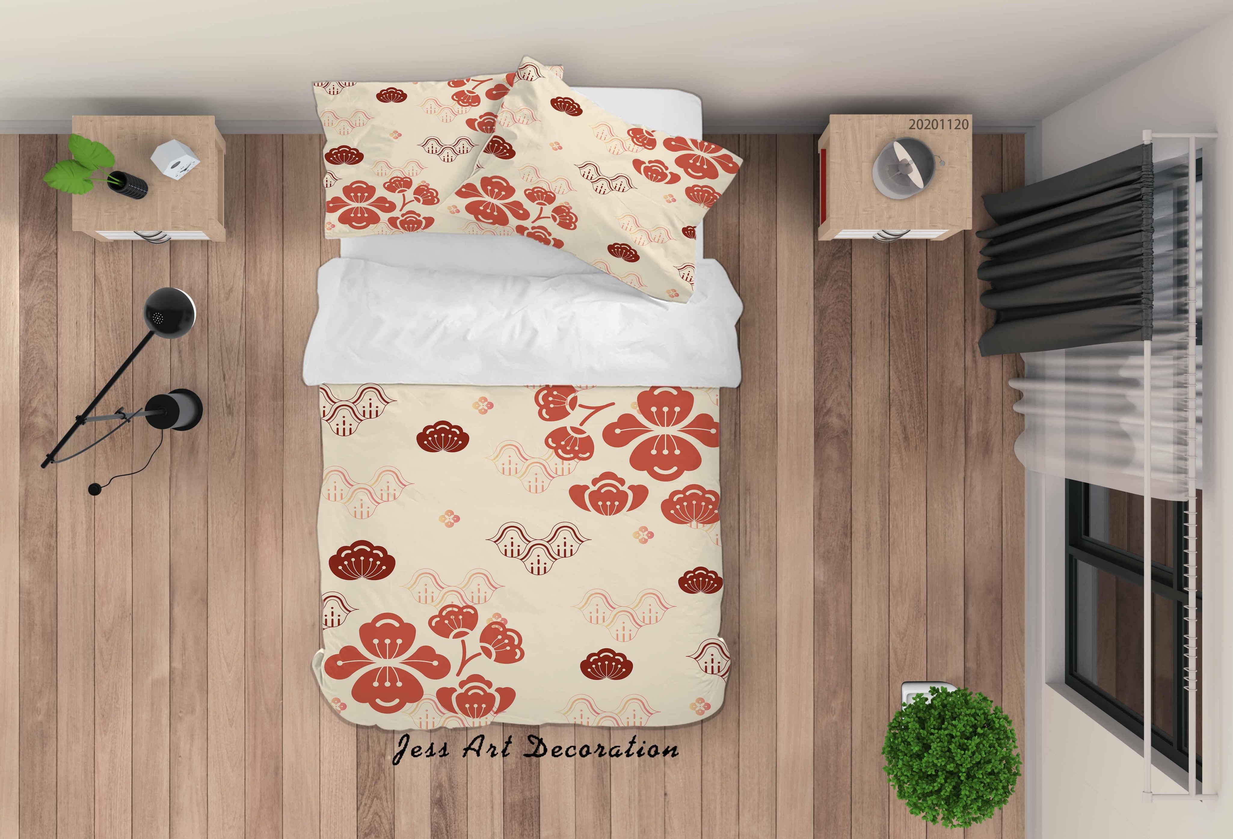 3D Hand Drawn Red Floral Quilt Cover Set Bedding Set Duvet Cover Pillowcases LXL- Jess Art Decoration