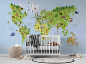 3D World Map Green Kids Wall Mural Wallpaper LQH 815- Jess Art Decoration