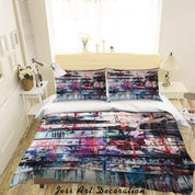 3D Abstract Colored Street Graffiti Quilt Cover Set Bedding Set Duvet Cover Pillowcases 182- Jess Art Decoration