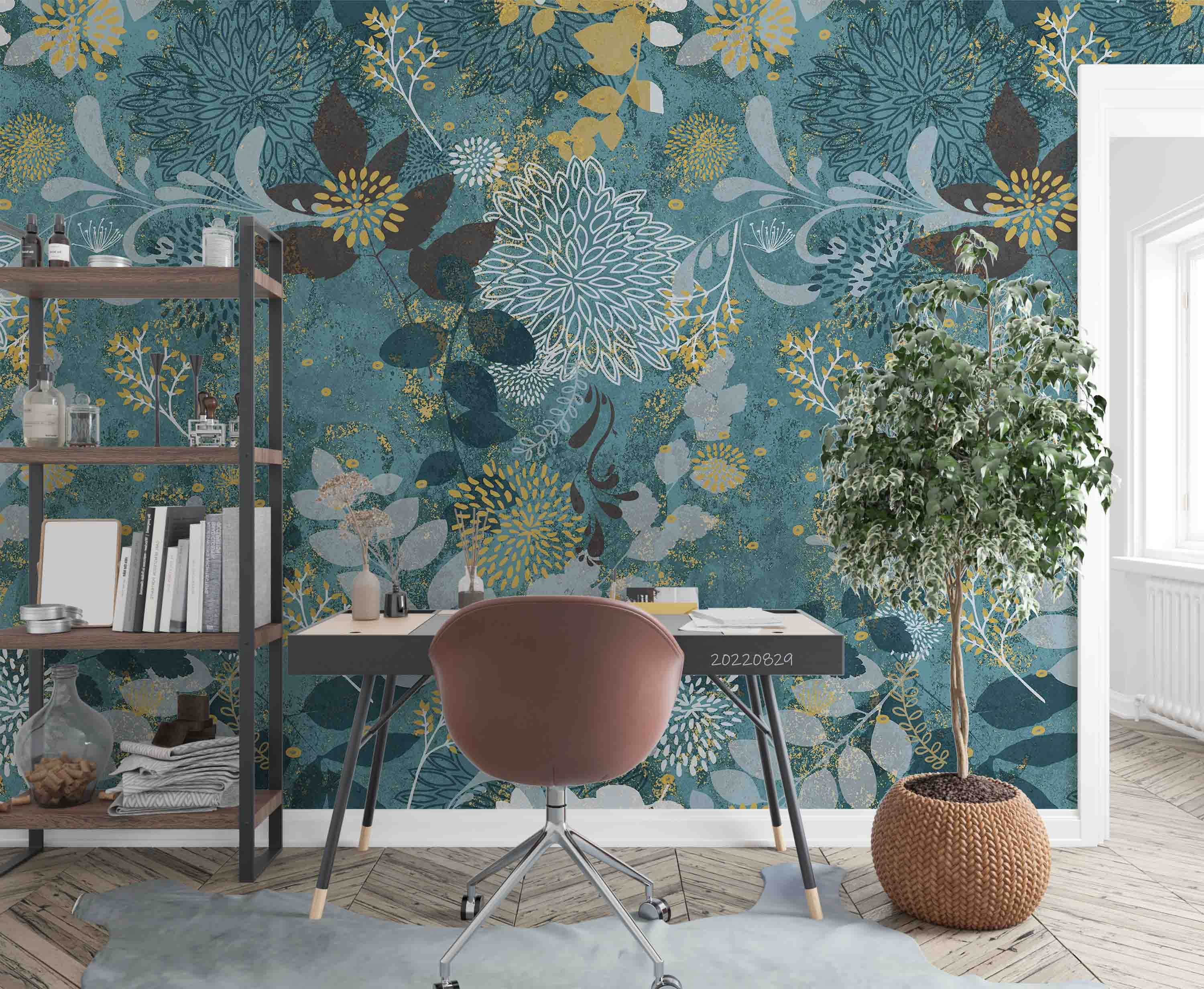 3D Rustic Country Style Plant Floral Leaf Wall Mural Wallpaper GD 2660- Jess Art Decoration