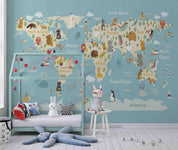 3D World Map Kids Wall Mural Wallpaper LQH 782- Jess Art Decoration